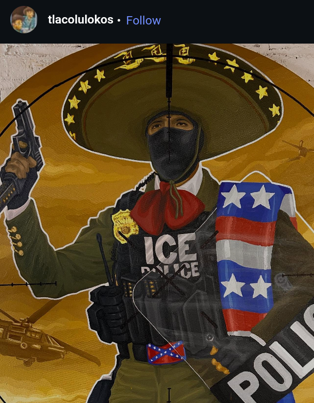 HispanosLokos's tweet photo. Anti-ICE artist accidentally makes Latino ICE agents look totally bad ass https://t.co/62vXlis5Mp