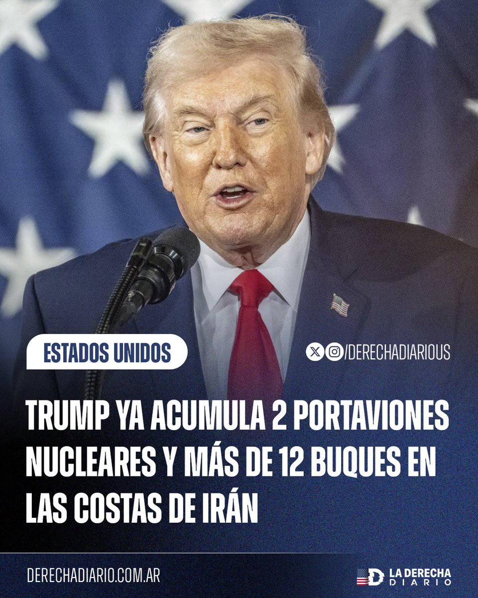 🚨🇺🇸 🇮🇷 | DESPLIEGUE DE HIERRO: Más de 14 buques de guerra, liderados por el USS Abraham Lincoln y el USS Gerald R. Ford, ya fueron desplegados por Trump en el Golfo y el Mar Arábigo para bloquear cualquier intento hostil por parte del régimen iraní.