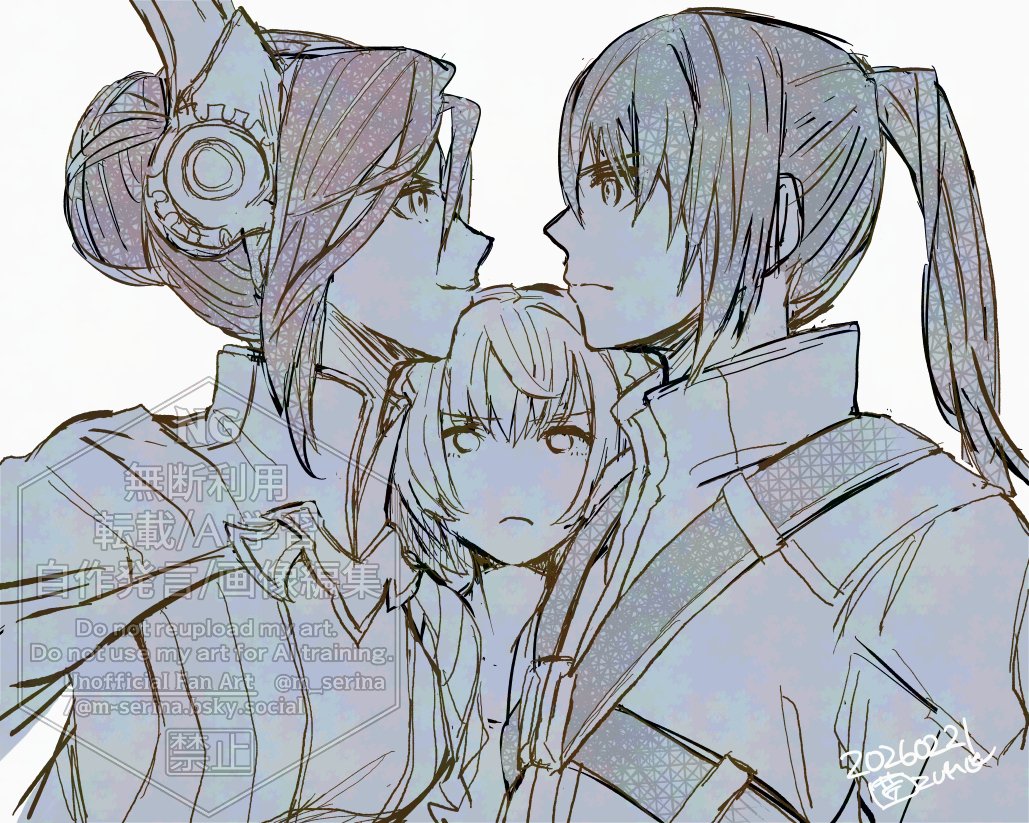 southwolves0's tweet image. RT @m_serina: 第82回身内ワンドロ     
お題「顔近いっっ！！」

ゼノブレイド3　ノア＆ニイナ＆ミオ
完全にお喋りに夢中でした😇
いつか清書します…