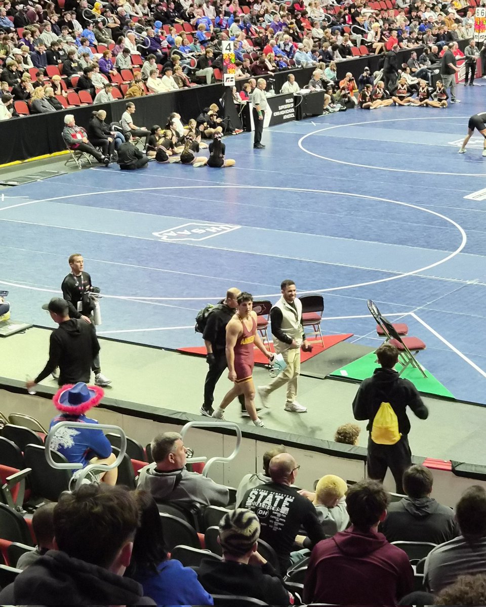 Ankeny_Hawks's tweet photo. @ankenywrestling Calvin Rathjen taking a walk after he wins his semifinal match 13-3! Calvin will be in the 165 pound finals tomorrow night! #FeathersFly https://t.co/g209Gtrsoe