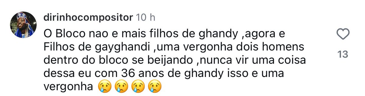 nobre_vagabund0's tweet photo. Aí você entra numa reportagem sobre a venda da fantasia dos Filhos de Gandhi, e tem um rebanho de desgraça destilando homofobia https://t.co/cKKClgCEca
