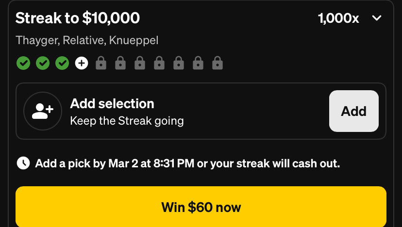 Cash Day 3 ✅✅✅
We back on the road let’s ride 💥💥💥🦈
10 likes for day 4☢️☢️

#NBA #GamblingX 
#Prizepickslocks #TrendingNow #Nhl #Underdog #Bettingtips #FGM