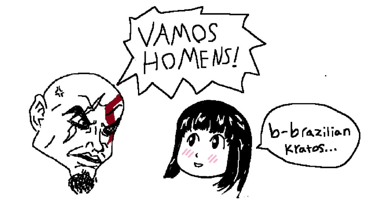 boyfriend just locked in and got super quiet all of a sudden just to send me this 10min later because i can't stop saying vamos homens. real visual representation of me meeting brazilian kratos.