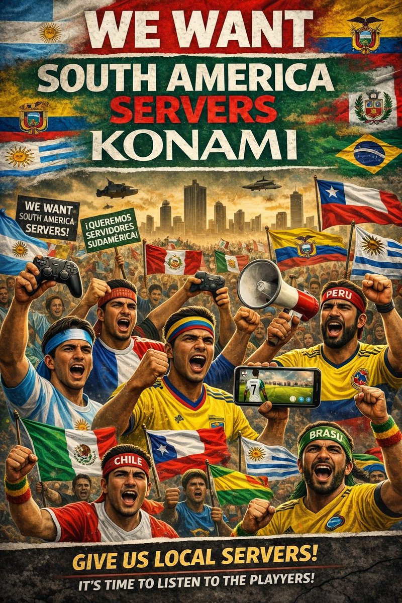 fergisgamer's tweet image. Don’t nerf our connection. Let us play.
LATAM has supported and invested in eFootball since day one.
We don’t want advantages — we want equal servers.
Let skill decide. 🎮⚽
#eFootball #LATAM #FairPlay  #eFootball2026 @play_eFootball @we_konami @Juega_eFootball @Jogue_eFootball