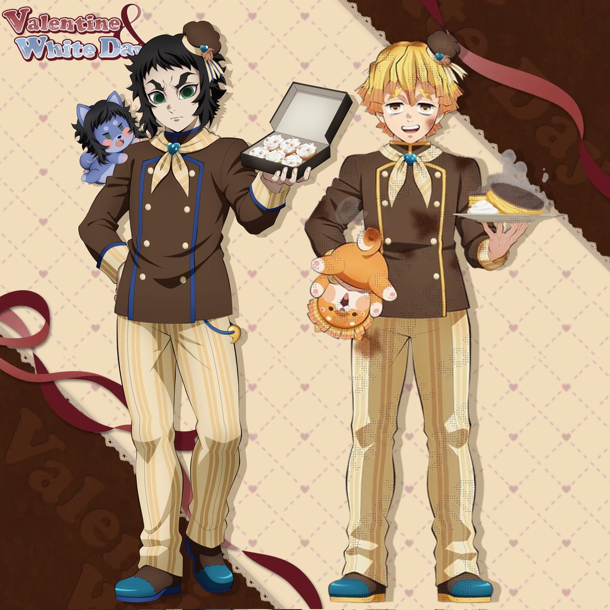 manuinadama's tweet photo. Happy belated Valentine's Day 🍴 This shi took way too long, I'm getting lazy (I always was) 

I hope you like it 🤍

Please refrain from commenting of the Kaizen ship; I'm not friendly to anyone who ships them.

#kaigaku #knytwt #KNY #鬼滅の刃 #獪岳 https://t.co/oVJw91B1hV