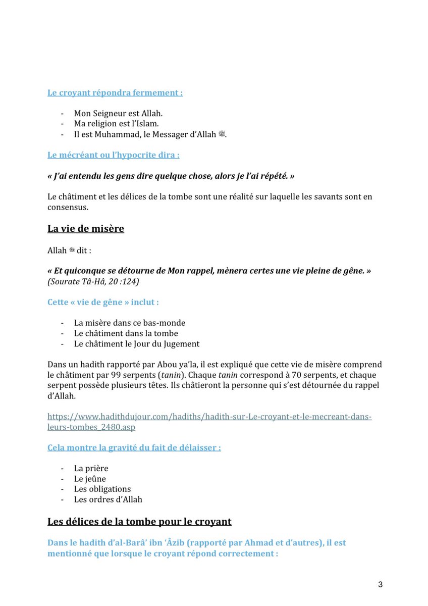 Rabyatouuu's tweet photo. Salem Aleykoum,

Voici mes notes de la conférence n°3 de l'Institut Al-Ihsan sur le thème : « La tombe et le monde des âmes  » (lien drive en commentaire ) https://t.co/QU6AdQDszO