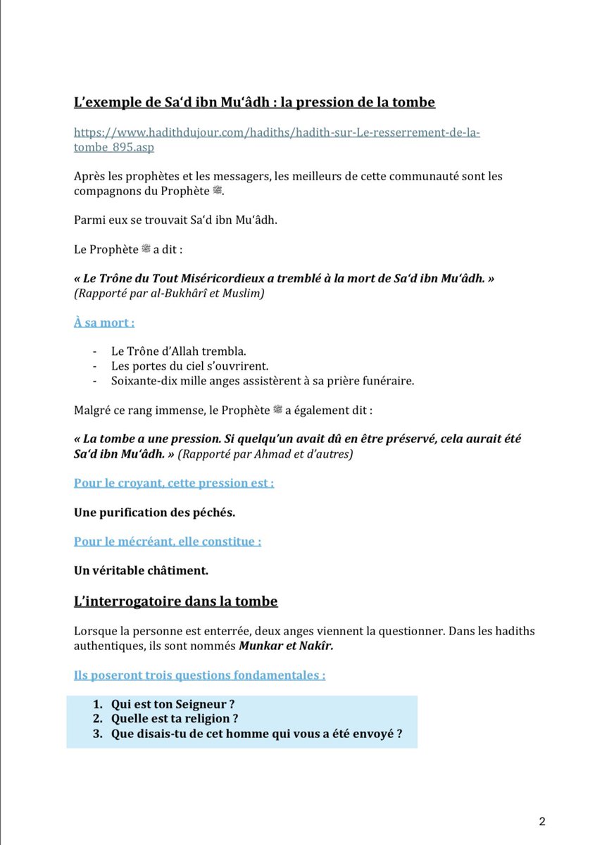 Rabyatouuu's tweet photo. Salem Aleykoum,

Voici mes notes de la conférence n°3 de l'Institut Al-Ihsan sur le thème : « La tombe et le monde des âmes  » (lien drive en commentaire ) https://t.co/QU6AdQDszO