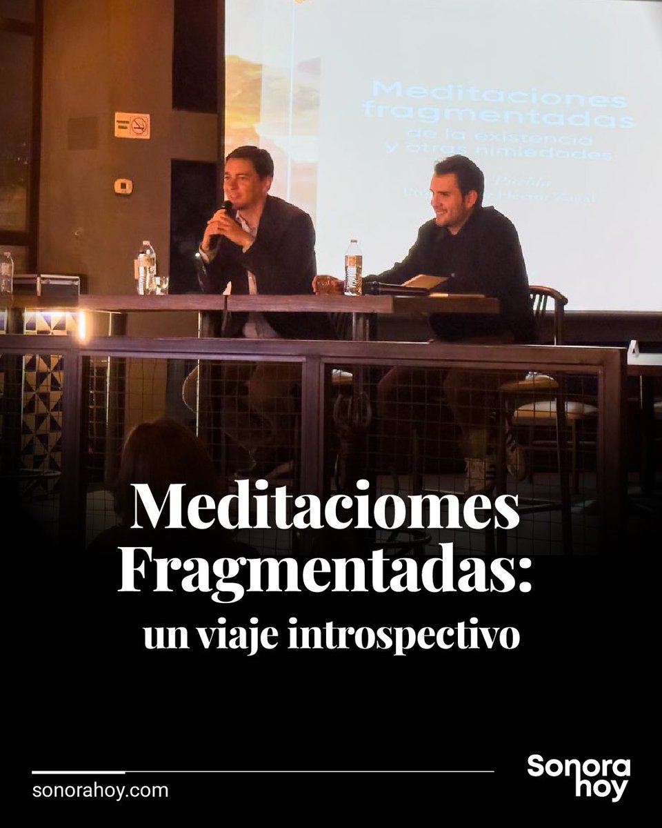 El escritor hermosillense Juan Carlos Puebla <a href="/juanpu21/">Juan Puebla</a> presentó Meditaciones Fragmentadas, una obra que explora la identidad desde la introspección y la experiencia personal.

La presentación se realizó en Palominos, con la participación del columnista Raudel Ávila Solís y cierre