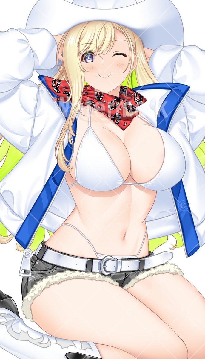 金髪ロングの白カウガール #金髪 #巨乳 