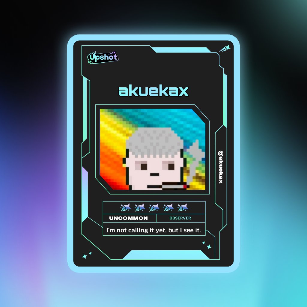akuekax's tweet photo. Just ripped my Predictor Card!

Ready to claim instant cash prizes, free packs and more.

Welcome to Prediction Play on @upshot_cards

Your turn
https://t.co/Z1gKCuu3br https://t.co/8PPGFAdJ54
