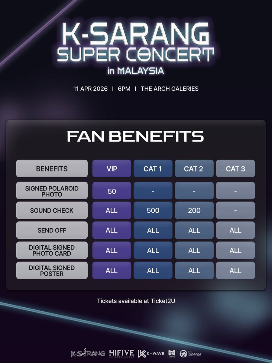 upcoming ‼️

K-SARANG SUPER CONCERT in MALAYSIA 🇲🇾  featuring KYUHYUN &amp; AHOF

📅 11 APR 2026 | SAT
📍 The Arch Galeries, Kuala Lumpur
🎟 RM888-388

✨️ Ticket OPEN ✨️
🇲🇾 28 FEB 2026 | SAT | 10.00 AM
🔗 ticket2u.com.my

by @hifiveasia

#KYUHYUN #AHOF #KYUHYUNinMY