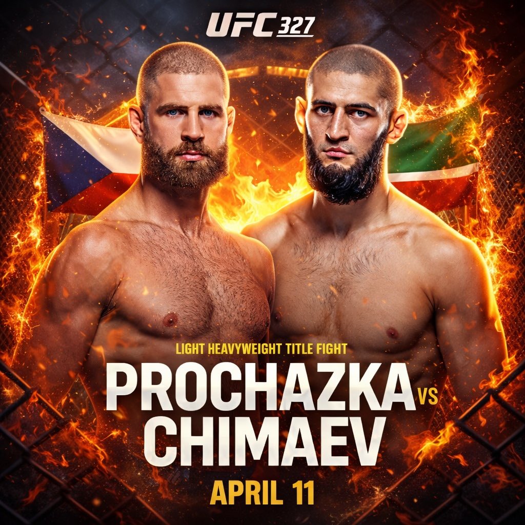🚨BREAKING: Jiri Procházka vs Khamzat Chimaev is officially set to headline #UFC327 in Miami, Florida on April 11th.