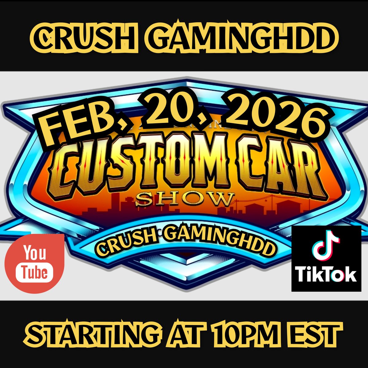 Its CAR SHOW time at CRUSH GAMINGHDD channel. Come check us out through TIKTOK or YOUTUBE. Come join us and be part of the show. 

TIKTOK - tiktok.com/@crushgaminghdd

YOUTUBE - youtube.com/@crushgaminghd…

Everyone invited. Winner of Show recieves 
$7,500,000 in game money. Join up.
