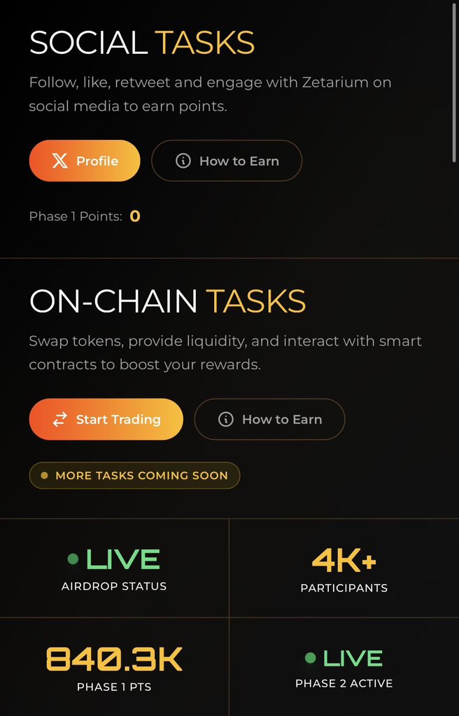 Late night #Zetarium_ boost 

Phase 2 started and the Social tasks are active

Engaging on <a href="/Zetarium_/">Zetarium</a> posts now earns you points 

Comments: 100 points
Reposts: 100 points

Lfg, supporting as much as I can