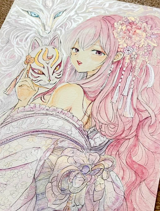 こちらの作品、日曜まで出品しています よろしければご覧ください #イラスト #透明水彩 #アナログ原画