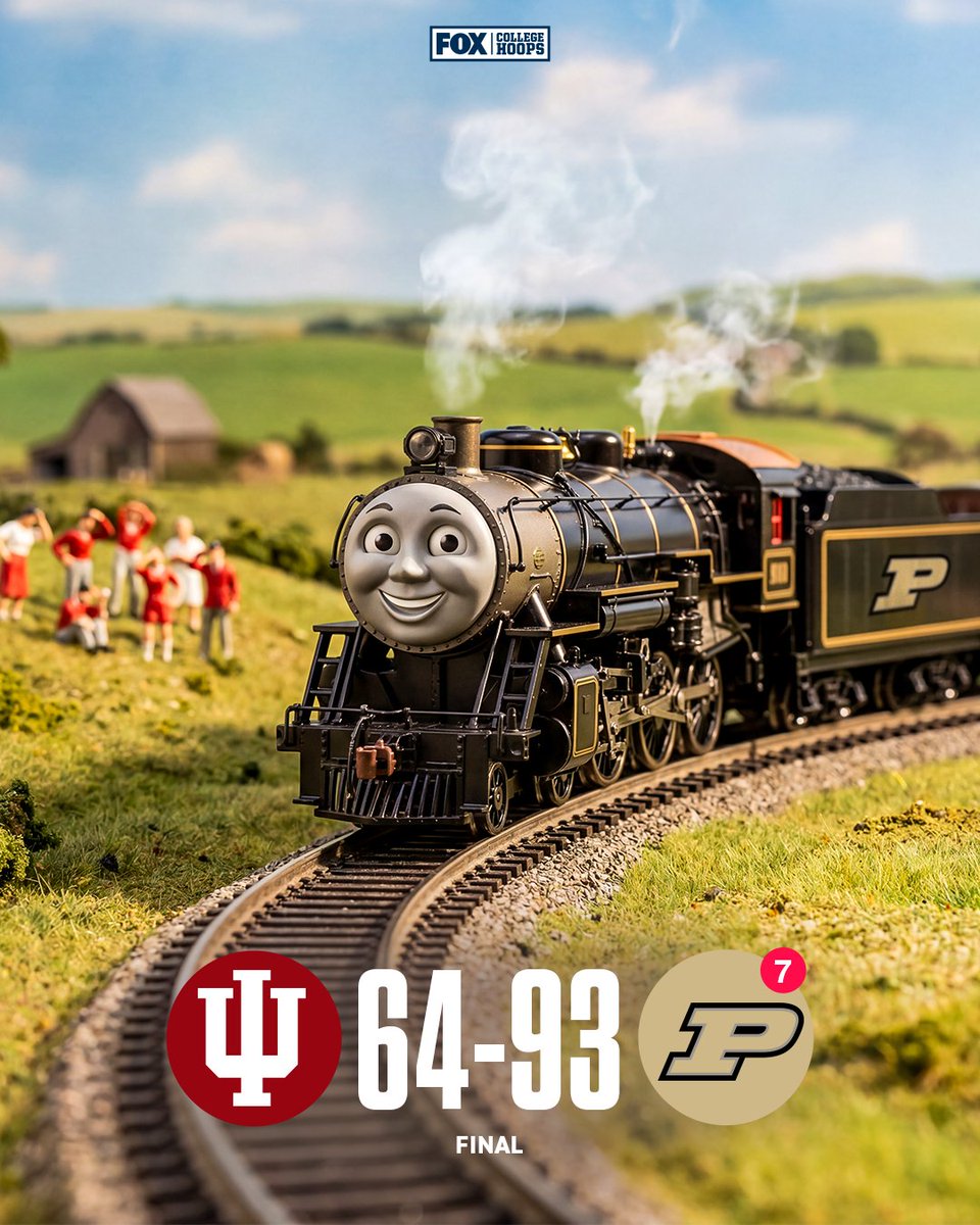 Off the tracks when the train is coming through in Indiana 🚂

No. 7 <a href="/BoilerBall/">Purdue Men's Basketball</a> handles Indiana in Mackey Arena!