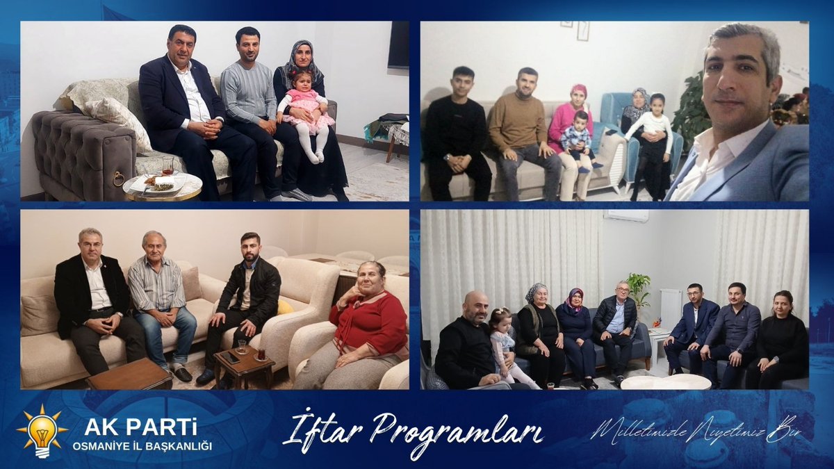 sadibinboga's tweet photo. 🌙 Yeni Evim, İlk İftarım 🌙

Cumhurbaşkanımız Sayın Recep Tayyip Erdoğan'ın talimatlarıyla “Yeni Evim, İlk İftarım” programı kapsamında, Ramazan ayı boyunca her gün 80 farklı hanede gerçekleştirilecek  ilk gününde Osmaniye’mizin farklı mahallelerinde yeni yuvalarında ilk iftar heyecanını yaşayan hemşehrilerimizin sofralarına misafir olduk.

Yeni evlerinde kurulan ilk Ramazan sofralarının sevincini birlikte paylaşarak, aynı sofrada buluşmanın, aynı duaya âmin demenin huzurunu hep birlikte yaşadık. Ramazan’ın bereketini yalnızca sofralara değil, gönüllere de taşıyarak kardeşlik bağlarımızı güçlendirdik.

AK Parti Genel Başkan Yardımcımız, AR-GE ve Eğitim Başkanımız, Trabzon Milletvekilimiz Sayın Mustafa Şen, Karaman Milletvekilimiz Sayın Osman Sağlam, Edirne Milletvekilimiz Sayın Fatma Aksal, İstanbul Milletvekilimiz Sayın Behiye Eker, Osmaniye Milletvekilimiz Sayın Seydi Gülsoy, MKYK Üyemiz Sayın Harun Armağan ve kıymetli teşkilat mensuplarımızla birlikte 80 farklı hanede kurulan iftar sofralarında gönül birlikteliği tesis edildi.

Yeni yuvalarda kurulan her sofranın, huzura, berekete ve nice güzel hatıralara vesile olmasını diliyor, milletimizle aynı sofrada ve aynı duada buluşmaya devam ediyoruz.

✨ Yeni Ev, Yeni Başlangıç
✨ Aynı Sofrada Kardeşlik
✨ Niyetimiz Bir, Gönlümüz Bir

#YeniEvimİlkİftarım
#MilletimizleNiyetimizBir 
@Akparti 
@RTErdogan