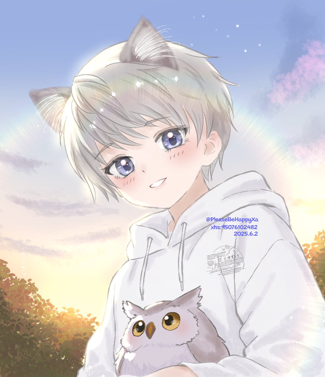PleaseBeHappyXa's tweet photo. とうとう #猫の日 前日ですね🐈️੭𖤐ˎˊ˗
今日も今までの猫耳 #セイヤ をまとめてみました！
懐かしい～🫶
初めて描いたちびセイにゃんアニメーション🫂😭と
お馬さん🐴(白米)、フクロウさん🦉と一緒
※ご都合ワンダラーのEvolにより小さくなったちびセイにゃんです🫶💕
※恋と深空二次創作 https://t.co/v2FyCR0aoR
