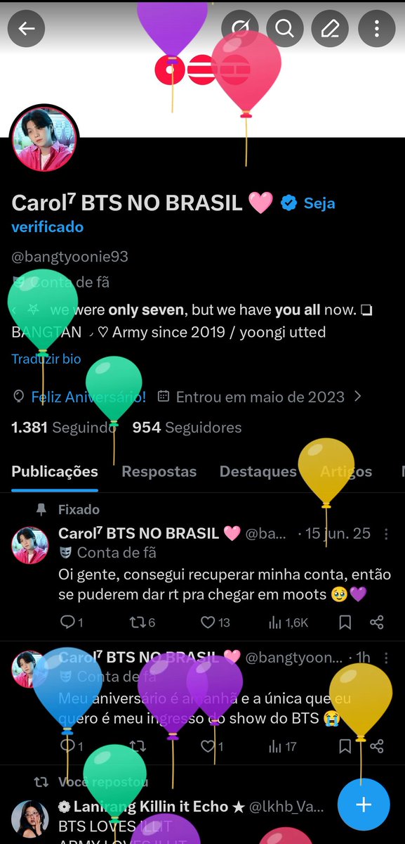 bangtyoonie93's tweet photo. E os balõezinhos subiram! 🎈
Parabéns pra mim 💜✨ 
#ItsMyBday #HappyBirthdayToMe https://t.co/JT4XLqeggc
