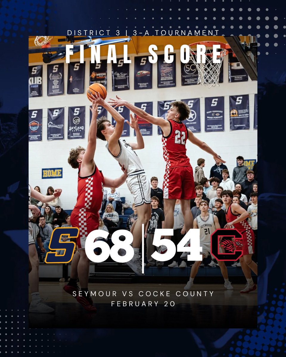 🦅🏀 SEYMOUR EAGLES ADVANCE! 🏀🦅

The Seymour Eagles are moving on to the next round in the District 3-AAA Tournament with a big win over Cocke County! 🔥