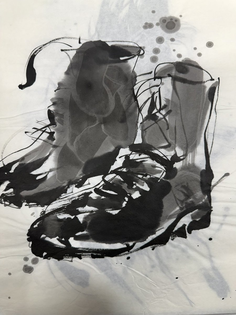 仕事orでは無い #墨絵 練習、下書き含め裏打ちしていない #墨絵