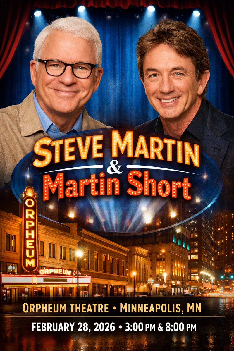 Comedy legends are coming to Minneapolis 🎤🔥
Steve Martin &amp; Martin Short hit the Orpheum Theatre on Feb 28, 2026 (3PM &amp; 8PM).
Stand-up, stories, music, and nonstop laughs in one unforgettable night.

365twincities.com/steve-martin-m…

#Minneapolis #TwinCities #ComedyShow #OrpheumTheatre