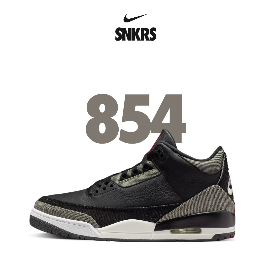 Voici le stock actuellement chargé pour le drop de la Jordan 3 x Levi’s "Black" sur SNKRS 🖤

⏰ : 9h (mini raffle de 2min)

(Pour info : le coloris bleu a été retiré de la vente suite à des soucis de vérification de qualité 🤷🏻‍♂️)

Tu vas tenter de cop ? 🤔