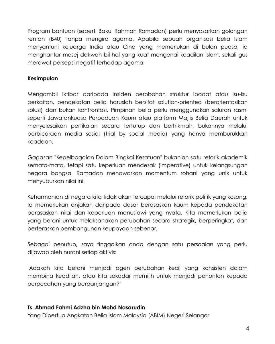 abimselangor's tweet photo. “Menenun Damai Dalam Bingkai Kesatuan: Strategi Belia Memperkukuh Kesepaduan di Bulan Ramadan”

Baca dan kongsikan, semoga Ramadan ini menjadi titik mula kepada budaya hidup bersama dalam damai. 🌙

#Ramadan #ABIMSelangor #Belia #Perpaduan #Kesatuan #MalaysiaMadani https://t.co/7iJWuAsj3s