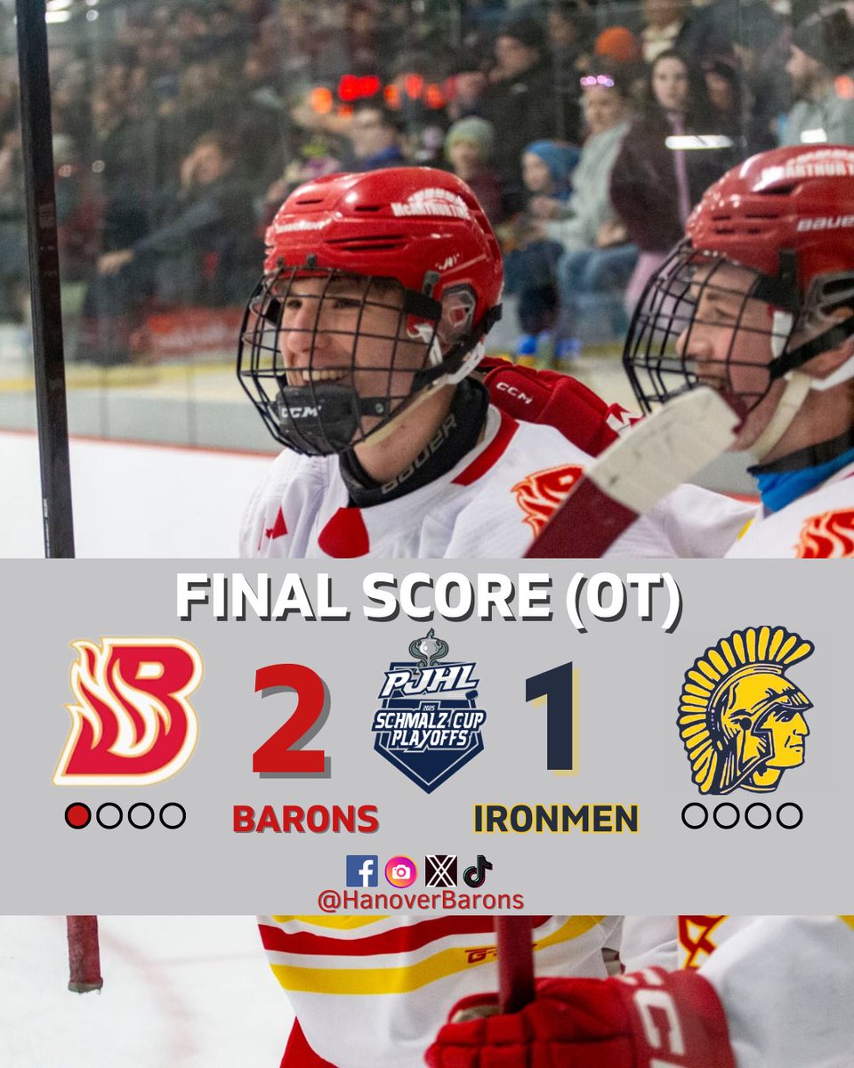 HanoverBarons's tweet photo. COHEN. MCISAAC. OVERTIME HERO. BARONS WIN IN OVERTIME! #DefendTheThrone https://t.co/IDke5WXk4j