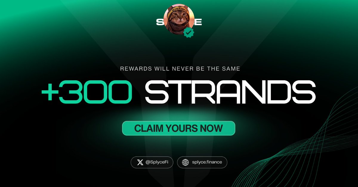 300 Strands claimed. 

Real-world yield is coming to Solana with <a href="/SplyceFi/">Splyce Finance</a> 

Feels good to be early.

Your turn: solana.splyce.finance/rewards?ref=13…
