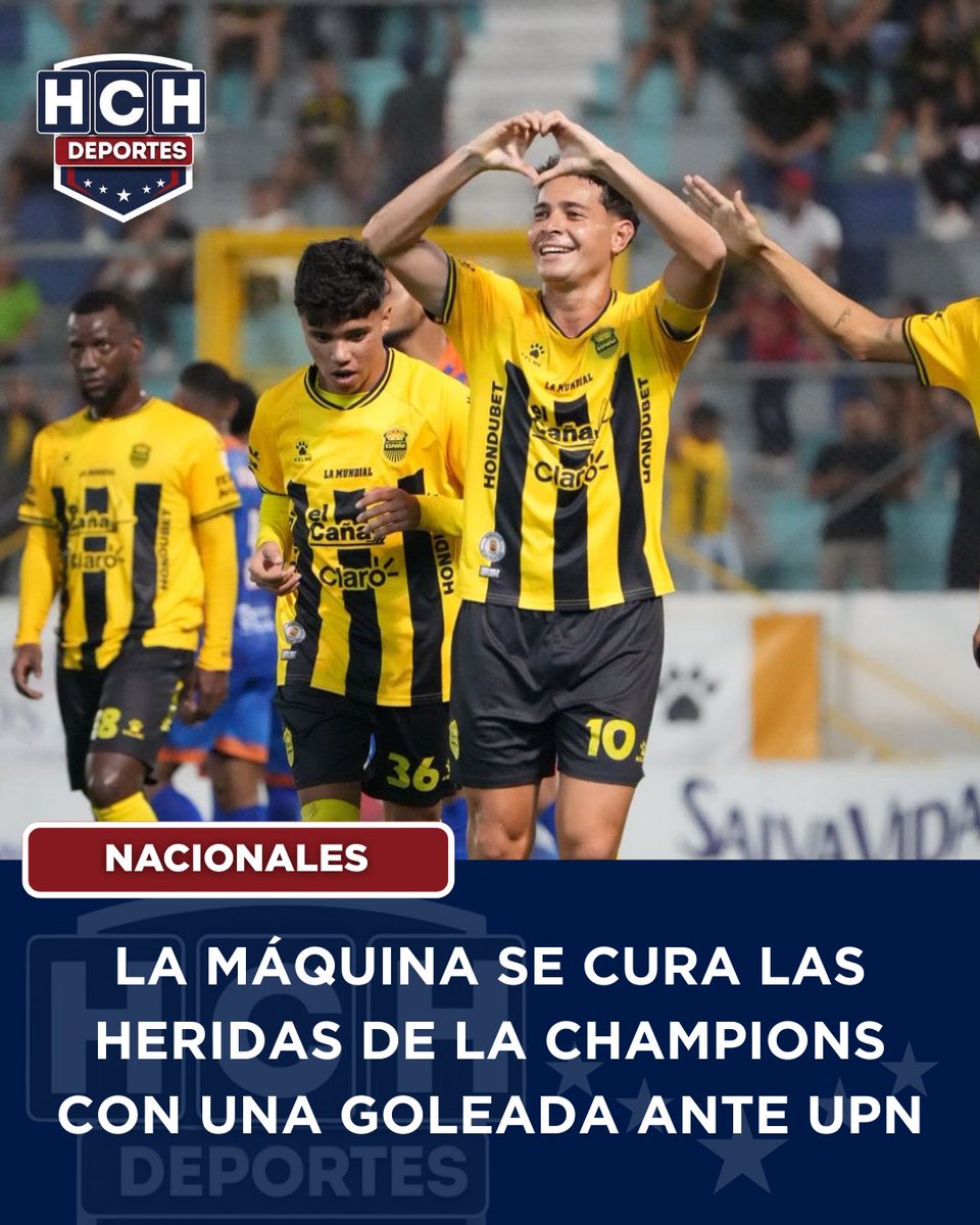 #HCHDeportes | Real España se quitó la amargura con una goleada 4-3 ante los Lobos de la UPNFM. Después de haber caído contra LAFC por la Champions de CONCACAF, los aurinegros se impusieron en la Liga Nacional.
FP