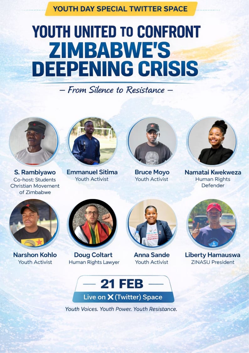 Join us this Youth Day from 7:00 PM to 8:30 PM on X as our DCP National Youth Leader <a href="/EmmanuelSitima7/">EMMANUEL SITIMA</a>, together with other passionate youths and leaders, speaks on 'Youth United to Confront Zimbabwe’s Deepening Crisis.' The event will be hosted by <a href="/MacBelts/">Gerrard Anko Ged Belts</a> .