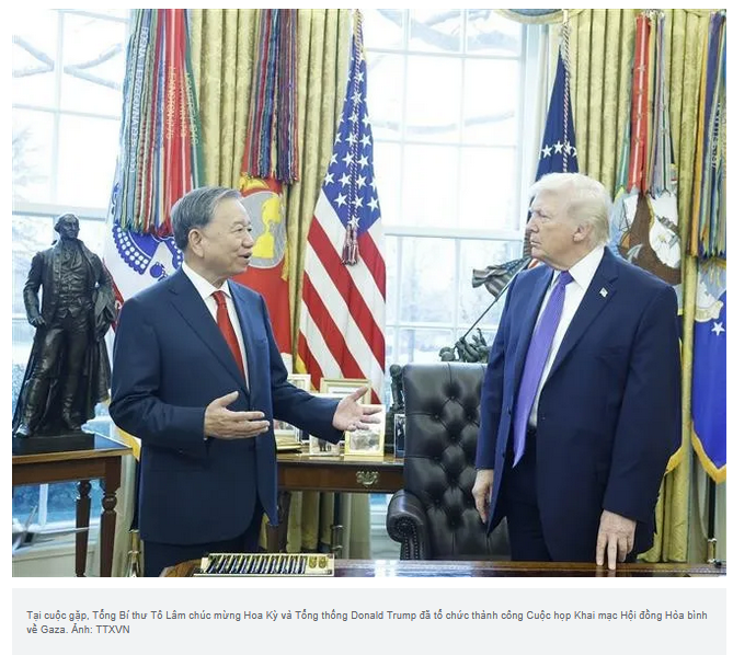 General Secretary To Lam meets with US President Donald Trump at the White House.
On the morning of 20 Feb. at the White House,General  Secretary To Lam met with President Donald Trump, promoting  Comprehensive Strategic Partnership, committing to coordinating for  peace in Gaza.