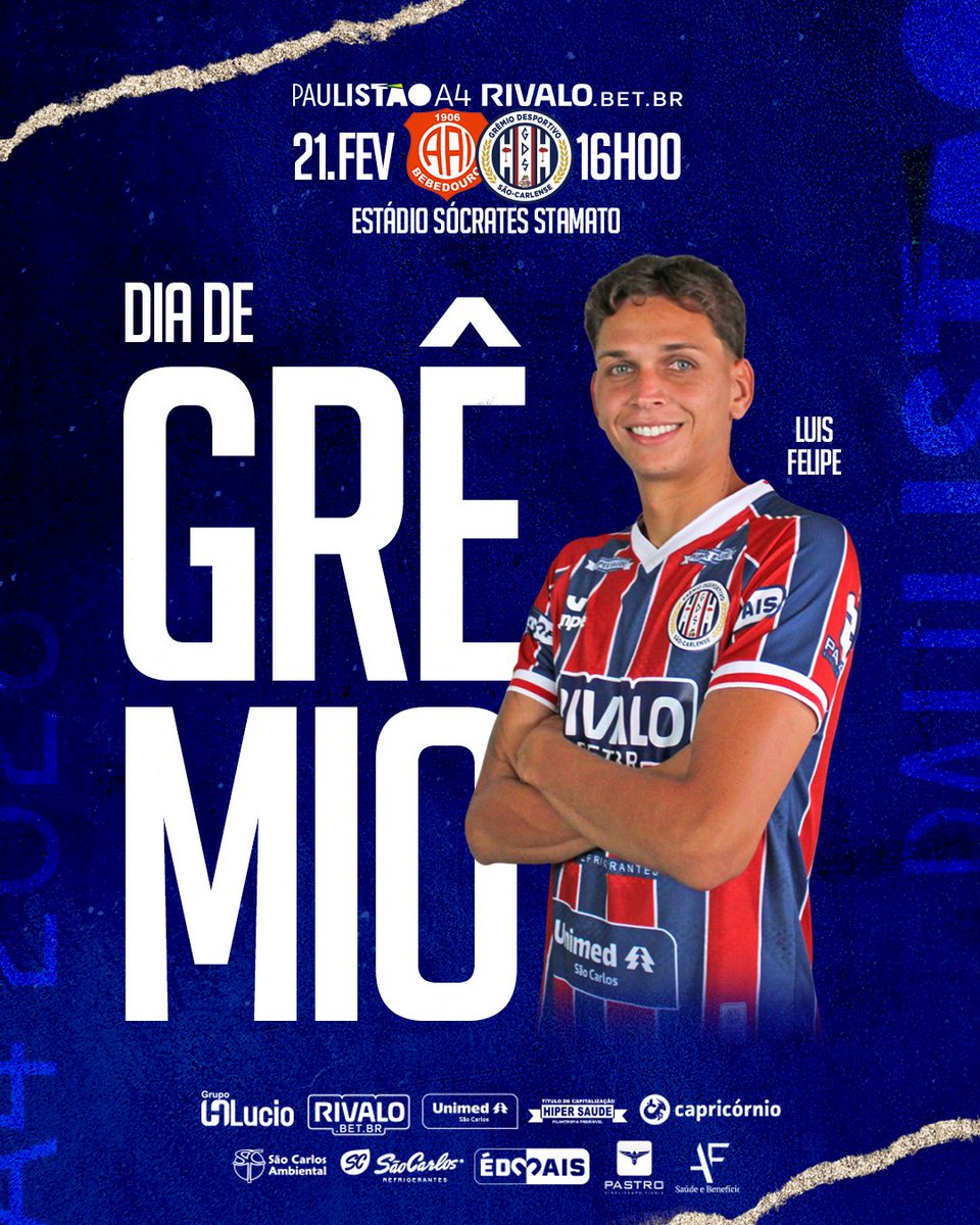 GSaocarlense's tweet photo. Hoje é Dia de Grêmio! 🇫🇷

🗓21/2 - Sábado.
⏰16h.
⚽Inter de Bebedouro x Grêmio São-Carlense.
🏟Estádio Sócrates Stamato

Ingressos Online ou na Bilheteria Visitante: R$20.
https://t.co/icgcZVOG0O

Transmissão: Canal Paulistão no Youtube e Rádio Rock Esportiva.

Vamos juntos!! https://t.co/F3wOzr3PFu