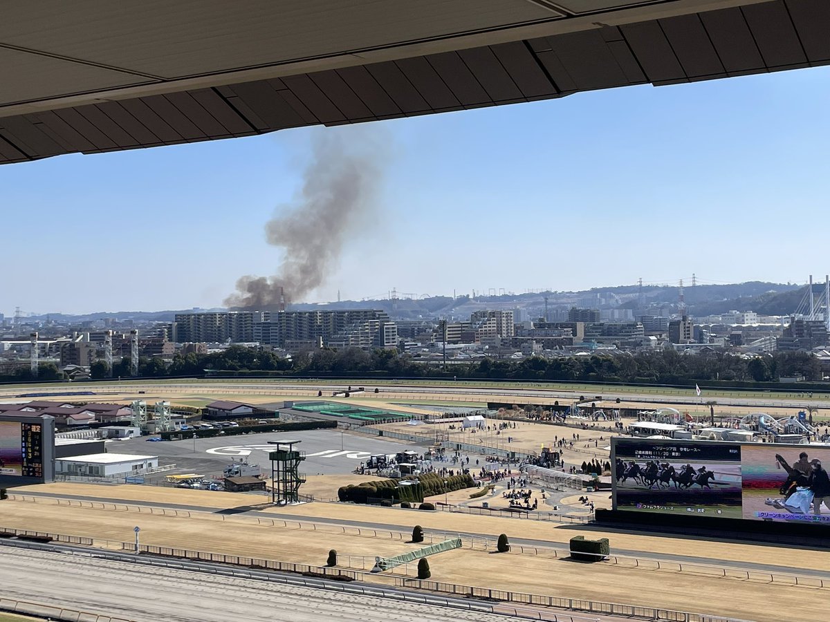 東京競馬場の奥の方から、火事のような煙を目視できます…
大丈夫でしょうか。

#東京競馬場