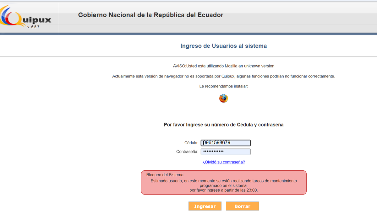 Que BELLEZA! 

Quipux también se encuentra en ... mantenimiento.