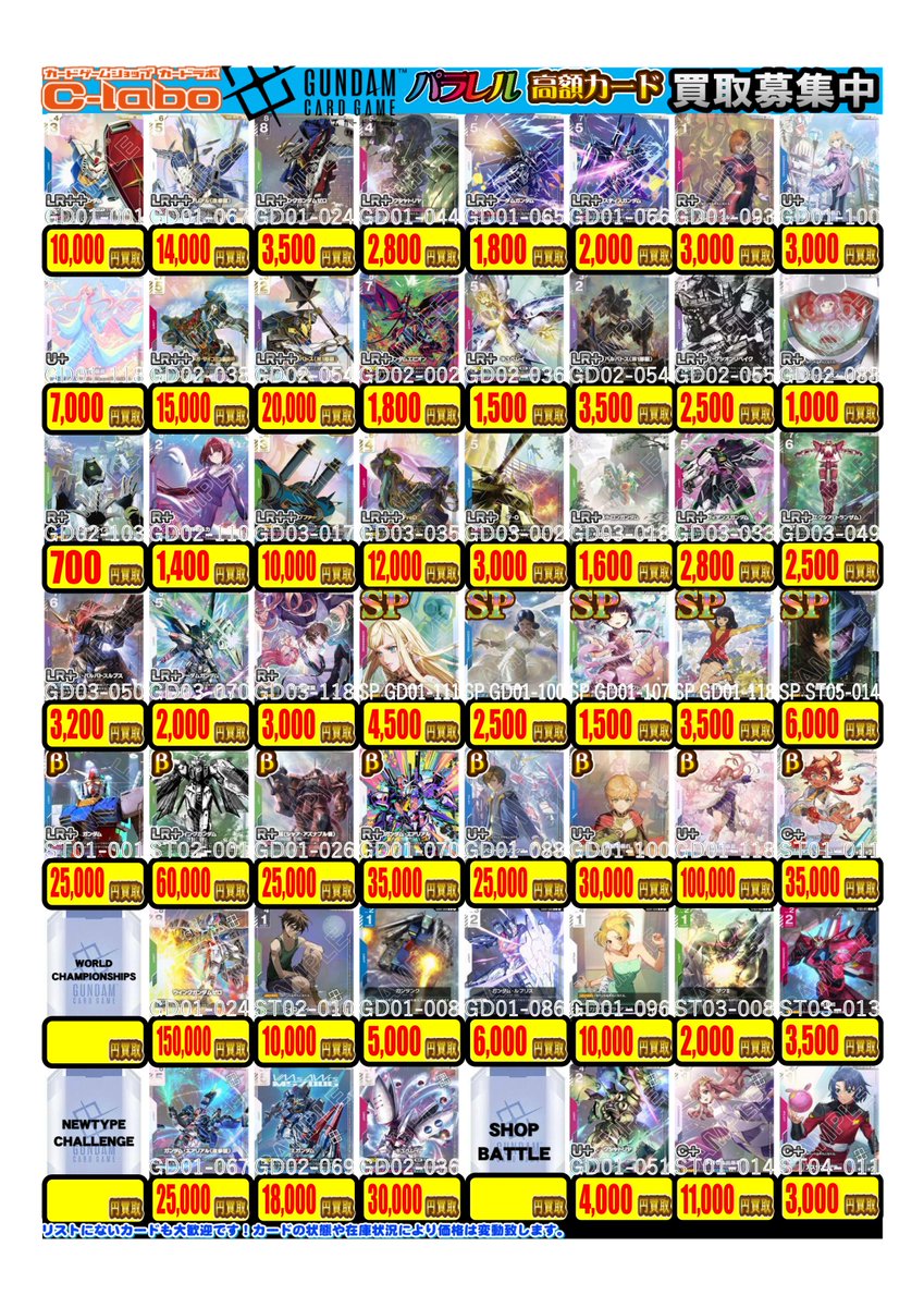 GCG 買取情報】 ガンダムカードより パラレル 買取募集中です！🔥 ぜひ