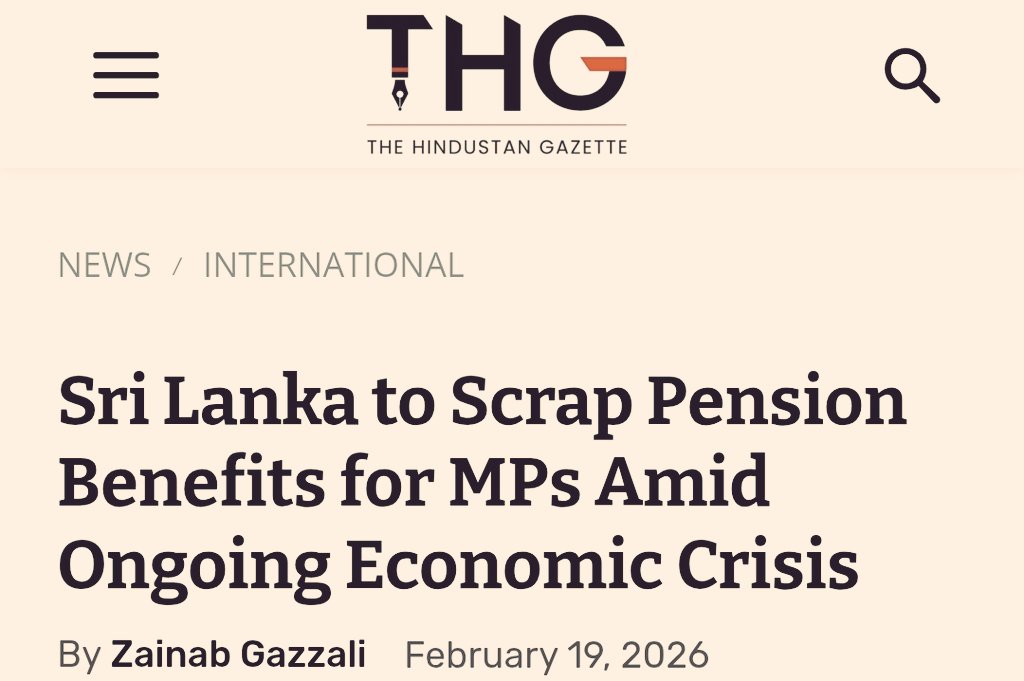 Sri Lanka ends MP pension to help economic condition of the country.

In India, if country is in economic problems, our MP MLA will ask public to give away subsidy or add additional tax on public while they themselves keep enjoying multiple pensions &amp; allowance