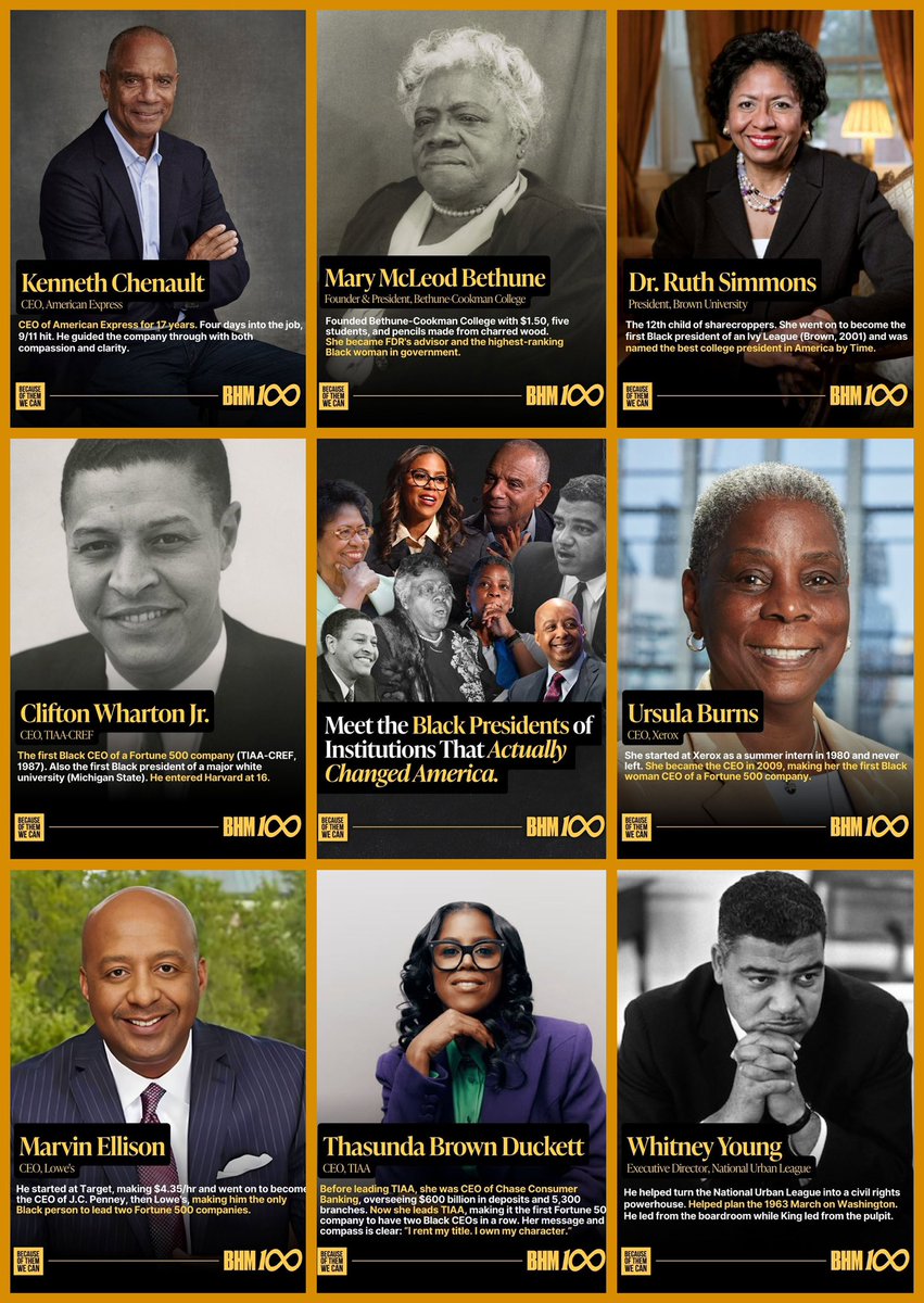 Bmbempower's tweet photo. We admire having a #Blackpresident, yet the presidency has always encompassed more than just one building.  
When discussing #Black #presidents, the dialogue often begins and concludes at 1600 Pennsylvania Avenue. However, some of the most impactful leadership in American #history took place in boardrooms, on university campuses, and within the organizations that championed our liberation.