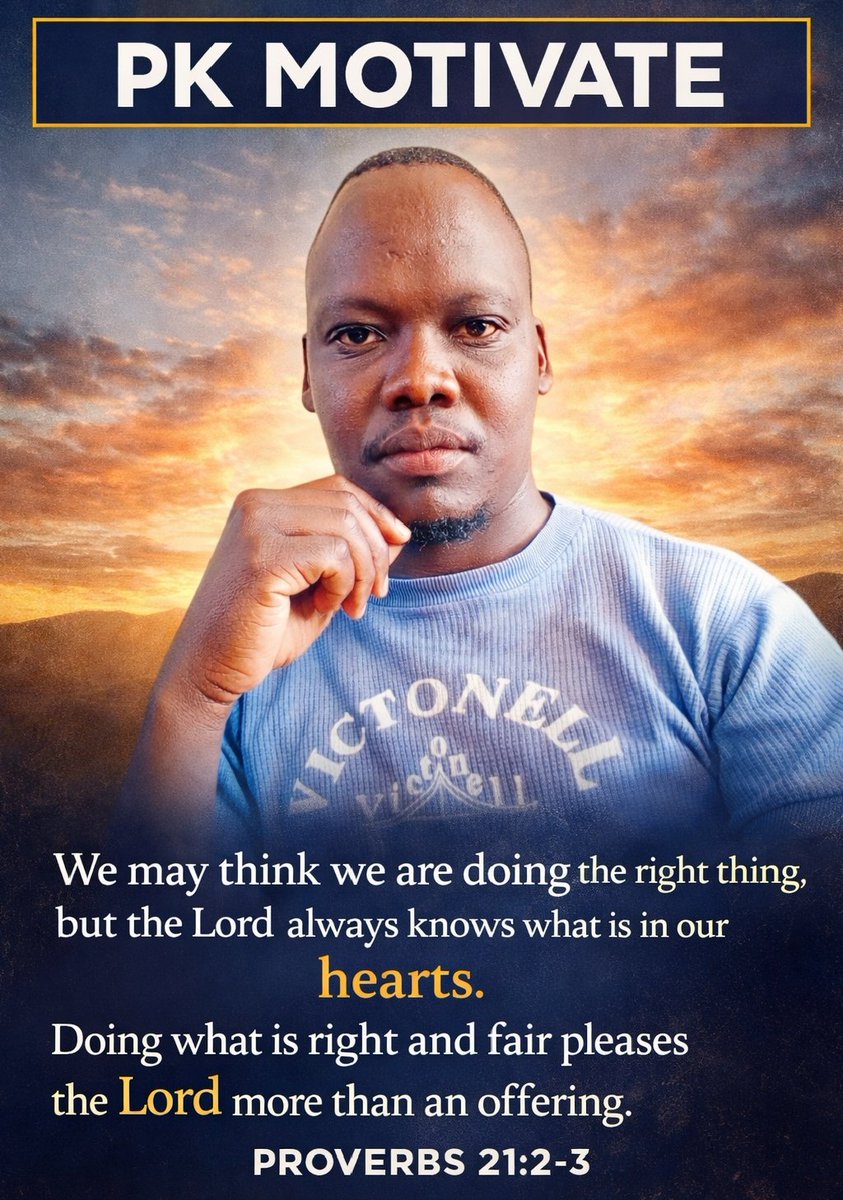 LagatPK's tweet photo. Proverbs 21:2-3

We may think we are doing the right thing, but the Lord always knows what is in our hearts. 

Doing what is right and fair pleases the Lord more than an offering. https://t.co/fAjldoIzD8