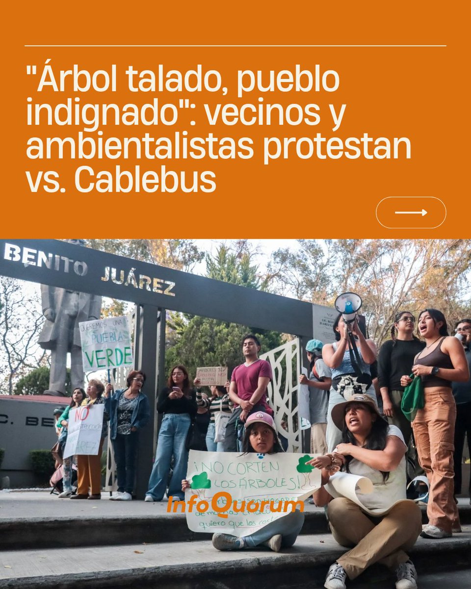 🌳📢Un contingente, conformado en su mayoría por activistas, estudiantes, biólogos, artistas y vecinos del #ParqueJuárez y otras zonas, como el Cerro de #Amalucan y el #ParqueEcológico, marcharon para exigir al Gobierno de #Puebla que modifique el trazado del #cablebus y abra