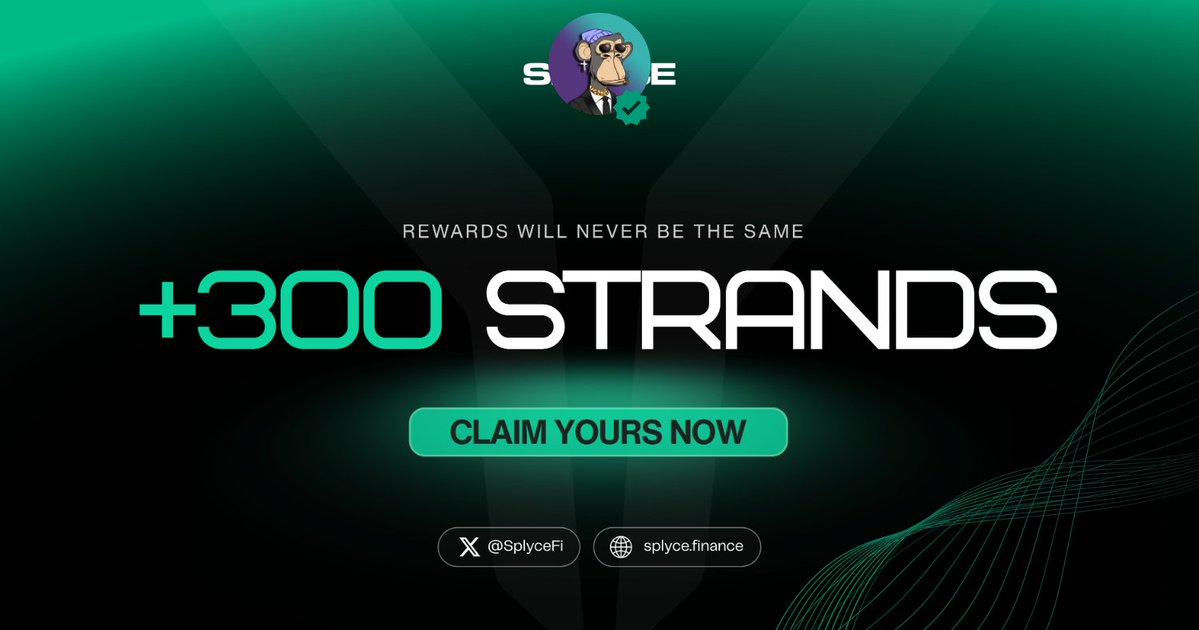 300 Strands claimed. 

Real-world yield is coming to Solana with <a href="/SplyceFi/">Splyce Finance</a> 

Feels good to be early.

Your turn: solana.splyce.finance/rewards?ref=ac…