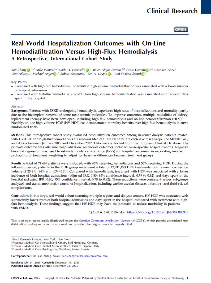 edgarvlermamd's tweet image. Real-World Hospitalization Outcomes with On-Line Hemodiafiltration Versus High-Flux Hemodialysis ca. 2025 from @asnpublications
#Nephpearls

#VisualAbstract by @Husamjz

👉 pubmed.ncbi.nlm.nih.gov/41433104/