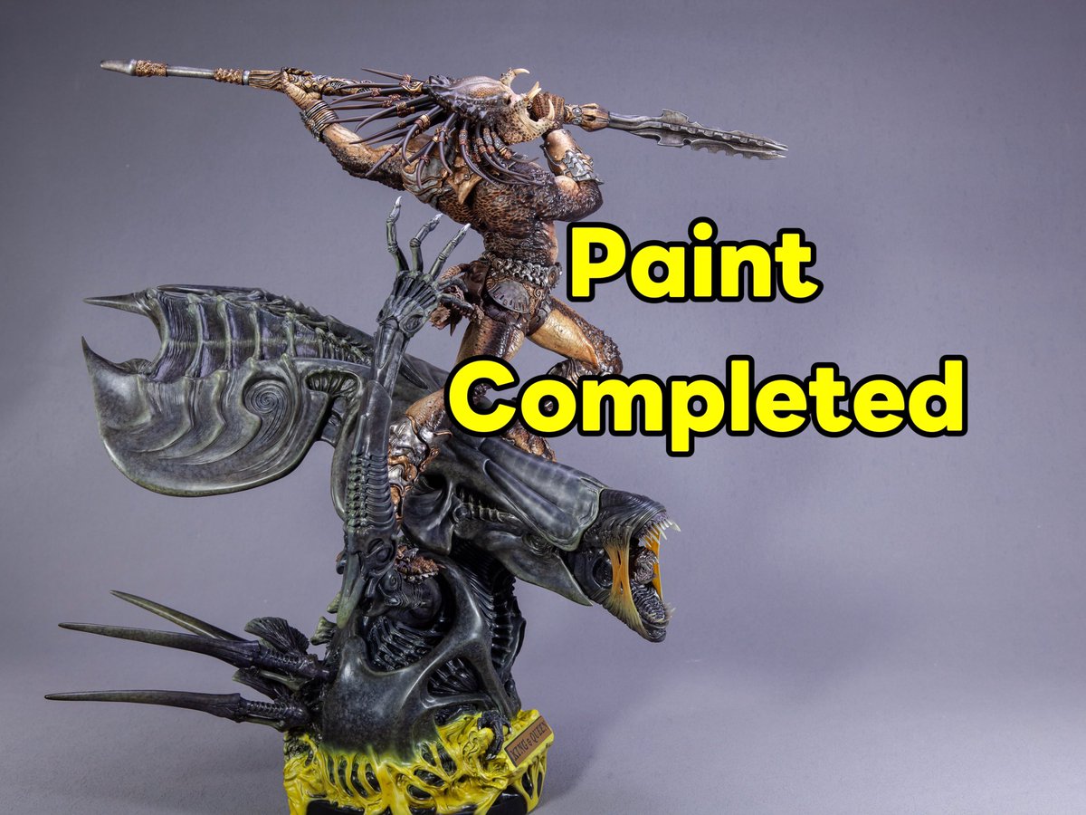 SangZhongStudio's tweet photo. 【丧钟重涂】Narin 《王战后》铁血大战异形GK涂装完成。（The Predator King VS Alien Queen resin ca... https://t.co/q7LxUtWr9b 来自 @YouTube #PredatorBadlands #kit #painting #Monster #kaiju #predator #Alien #Hunter #Model https://t.co/8oy1NFocu3