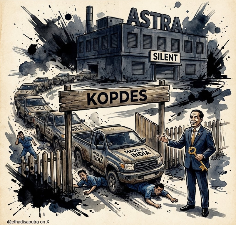 Sirkus Pikap Impor di Jalur Kopdes

Sangat ironis melihat raksasa otomotif sekelas Astra terdiam saat pasar domestik diserbu 105.000 pikap impor dari India untuk proyek Koperasi Desa (Kopdes). 

Kebijakan Menteri Perdagangan yang membebaskan impor mobil ini adalah pengkhianatan