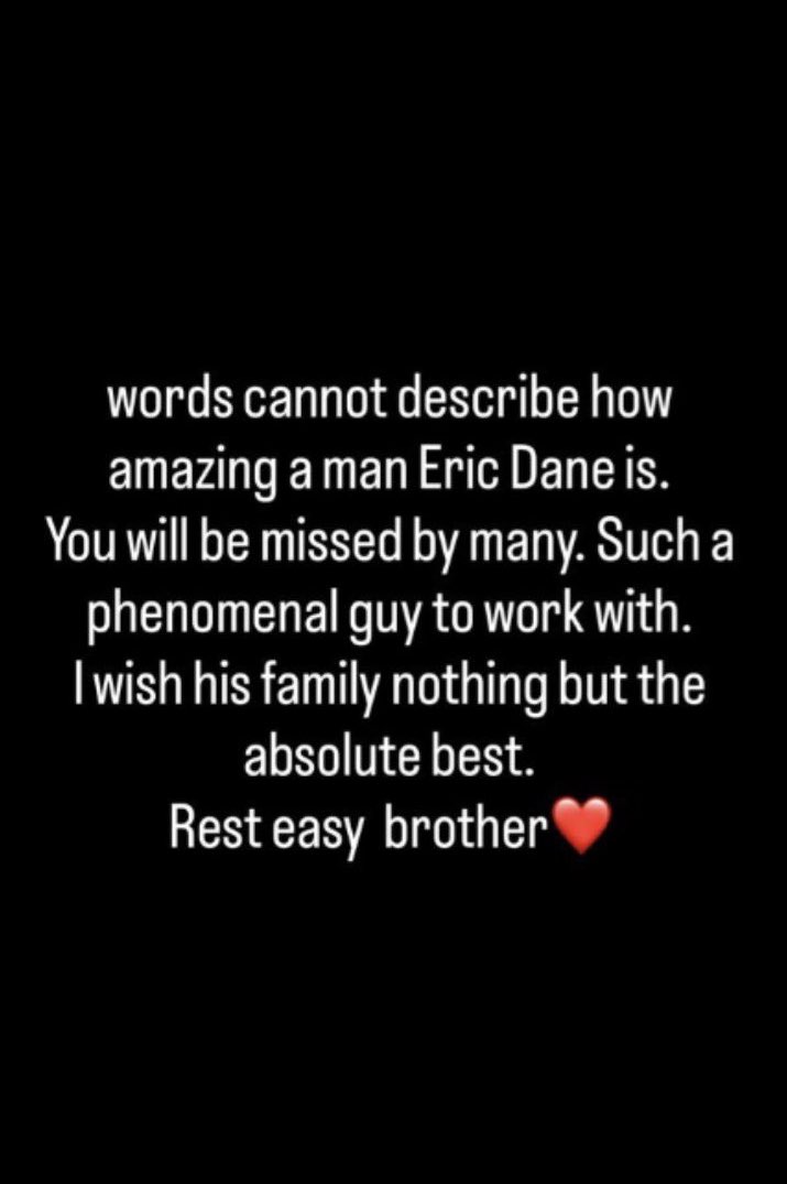 Javon Walton responds to the passing of Eric Dane: 

“Rest easy brother❤️”