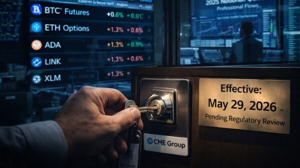 - ستُطلق مجموعة بورصة شيكاغو التجارية (CME) تداول العقود الآجلة والخيارات للعملات الرقمية على مدار الساعة طوال أيام الأسبوع ابتداءً من 29 مايو 2026.
- وتأتي هذه الخطوة في أعقاب توقعات بوصول حجم تداول مشتقات العملات الرقمية إلى 3 تريليونات دولار بحلول عام 2025.