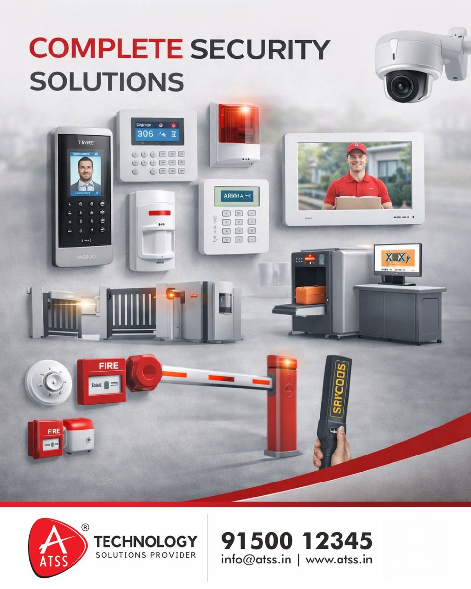 InfoATSS's tweet image. ATSS Technology Solutions - Chennai🔹People Counting &amp;amp; Crowd Analytics📈🔹Biometrics &amp;amp; Access Control🔑🔹Intelligent Surveillance 🎥 🔹 Fire &amp;amp; Safety Automation 🚨Reliable. Smart. Secure. 🛡️☎️91500 12345 📧info@atss.in, atss.in/electronic-sec… #SecuritySystemProvider #atss