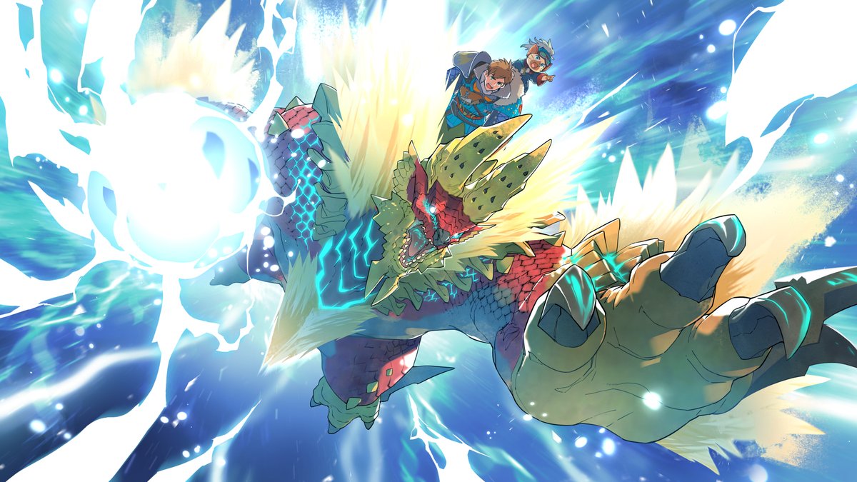 A Dual Element fire Zinogre is next up in illustrator <a href="/chameleonrock/">布施龍太</a>'s #MHStories3 series! 

We hope you enjoy the color differences on all your Monsties depending on the elements they hatch with.