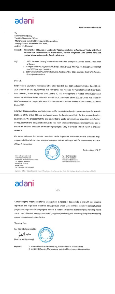 Truthexpress71's tweet photo. difference given to CEO through GNP for getting the plot = 108 crore. Loss to government

Additional Taloja plots were opened in Ebidding at Rs 19557 per sqm, so  Adani saved = Rs 19557- 14779 = 4778 per sqm = 4778 X 1600000 = Rs 764 crore loss to GOVERNMENT by STUPID CEO VELRASU https://t.co/C766O2BknK